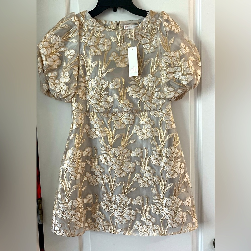 GB Girls Gold Floral Formal Dress